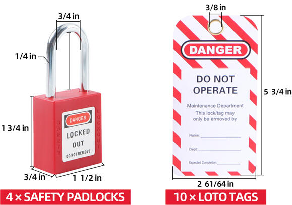 Safety padlocks Tags LOTO Standard kit for OSHA compliance
